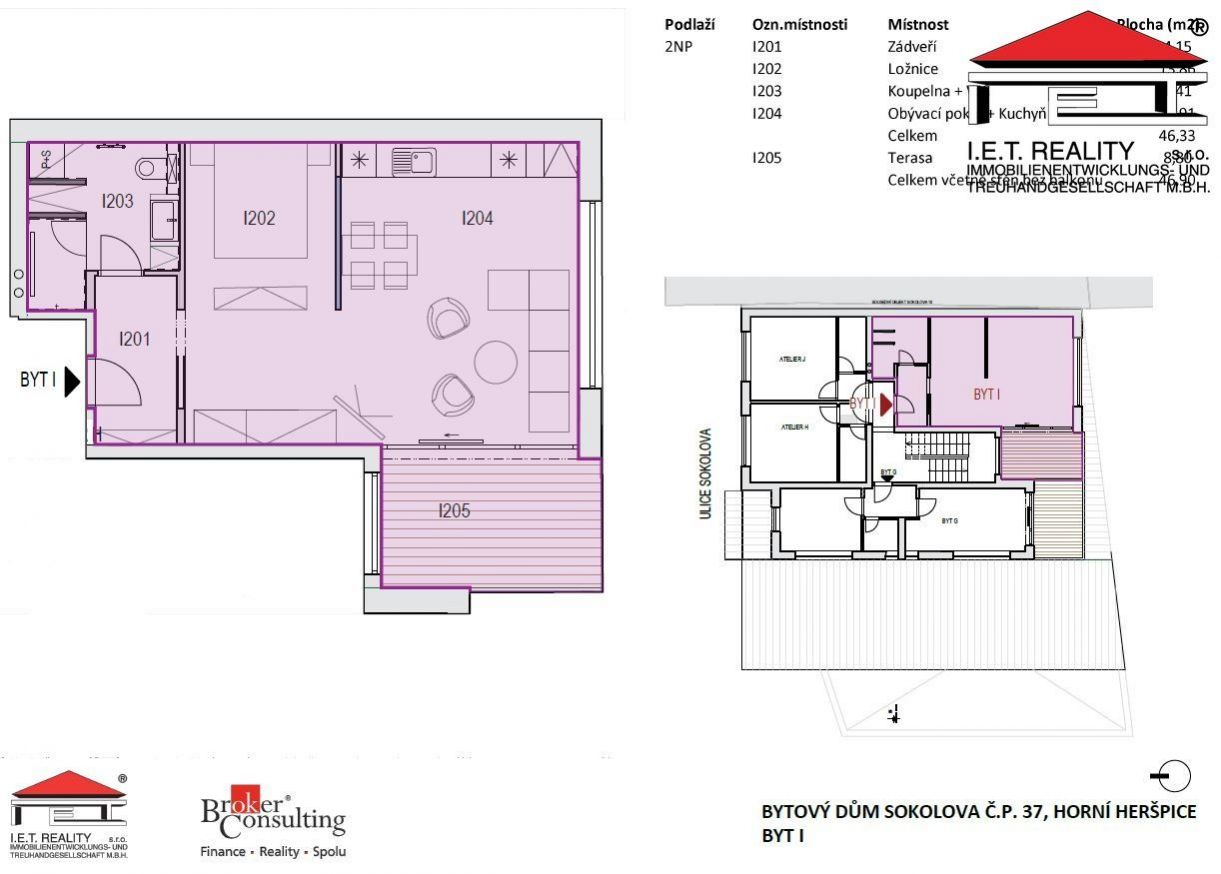 Prodej bytu 1+KK, 55,7 m2 s terasou,  Brno - Horní Heršpice, obrázek č. 3