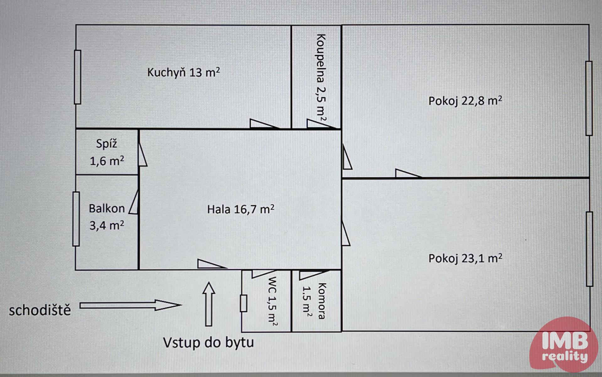 Prodej  1/2 bytové jednotky 2+1 s balkonem v Praze, Bubeneč, obrázek č. 3