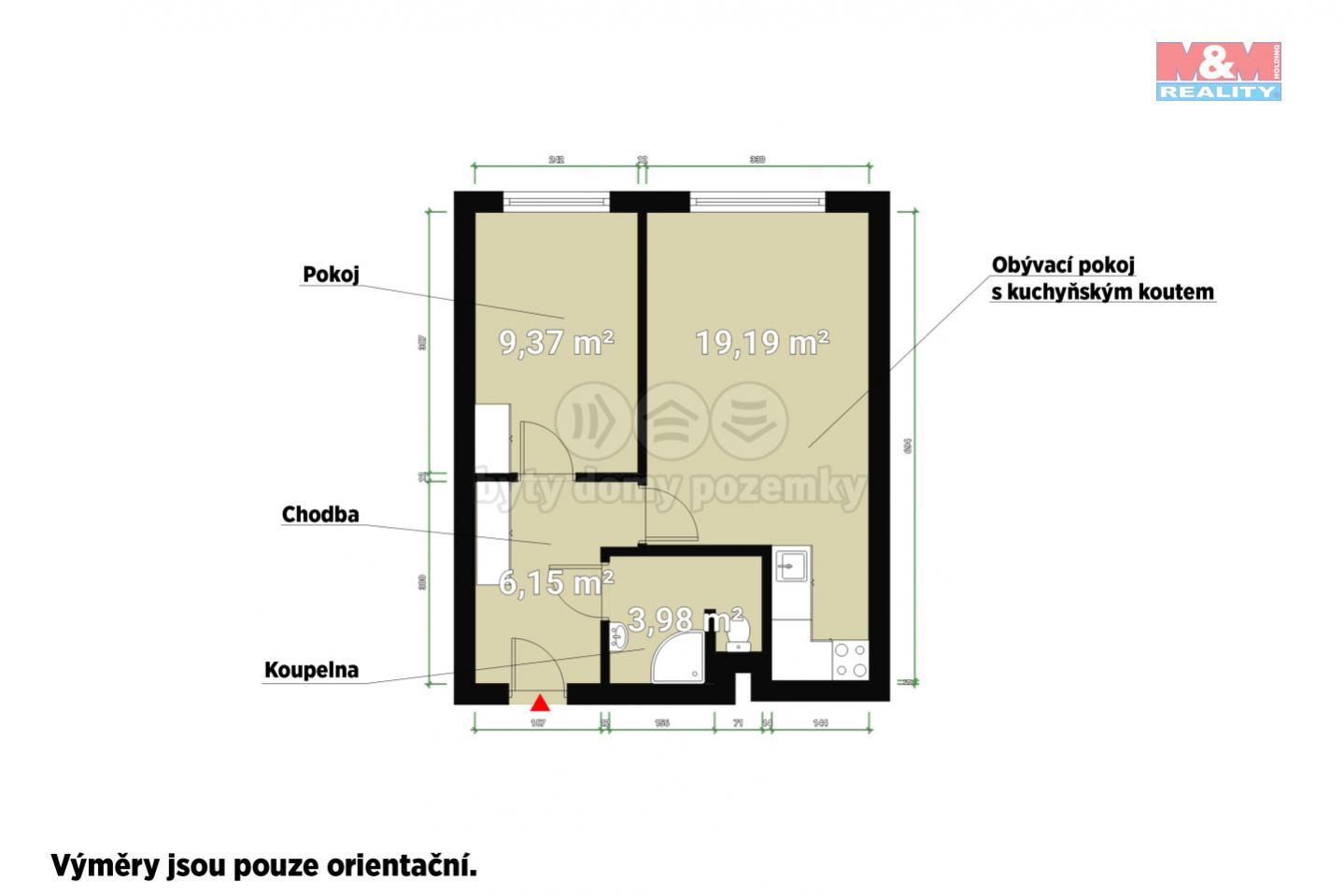 Pronájem bytu 2+kk, 39 m, Žatec, ul. Dr. Václava Kůrky, obrázek č. 3
