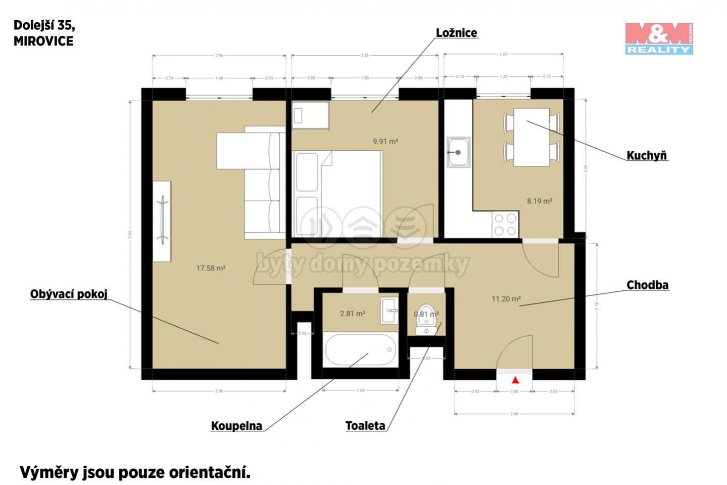 Prodej bytu 2+1, 50 m, Mirovice, ul. Dolejší, obrázek č. 3