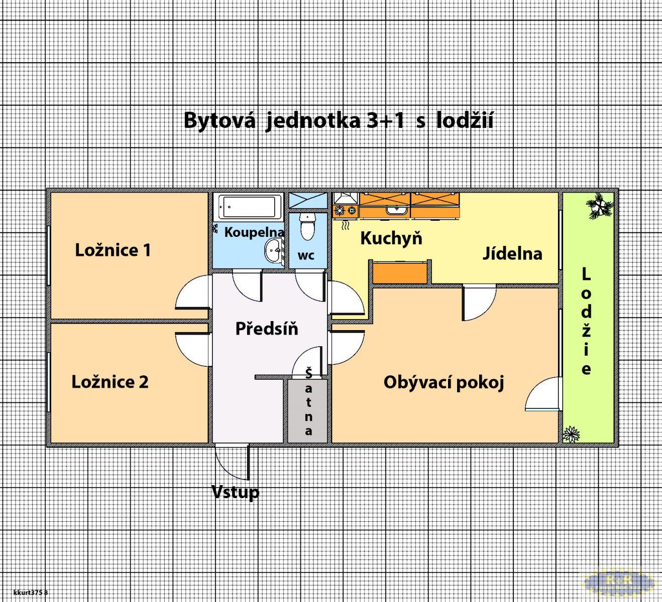 3+1 s lodžií, 82 m2, ul. Ke Kurtům, Praha 4 - Písnice., obrázek č. 2