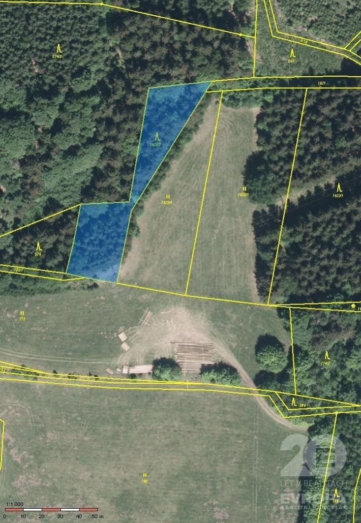 Prodej pozemku v obci Kounov  - lesní porost, trvalý travní porost o celkové výměře cca 10.000m2, obrázek č. 3