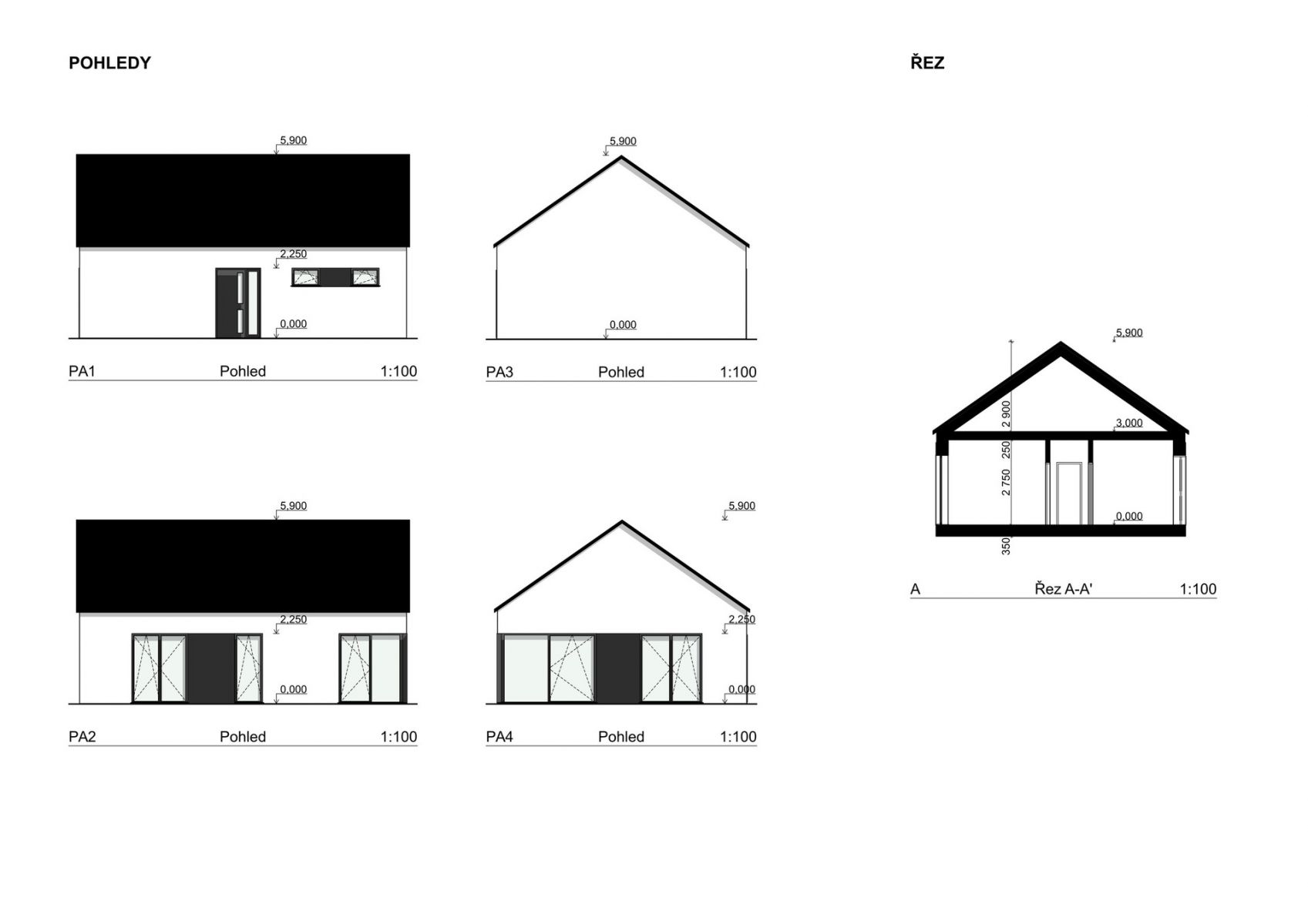 Prodej novostavby rodinného domu, 2+kk, 67 m2, pozemek 800 m2 - obec Hostín u Vojkovic, okr. Mělník, obrázek č. 3