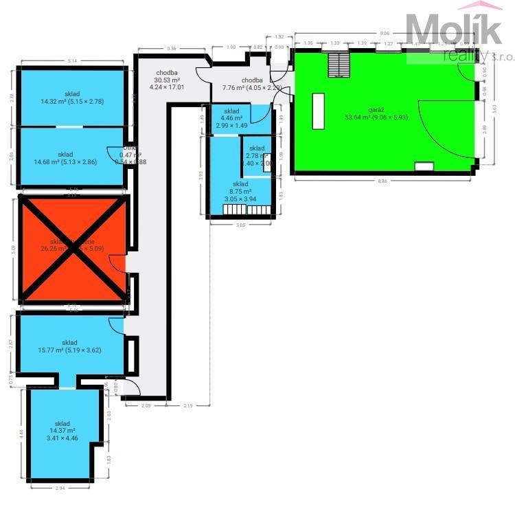 Pronájem skladovacích prostor a prostorné garáže (128 m2) v Dresdner Thor, Teplice, ul. U Divadla, obrázek č. 2