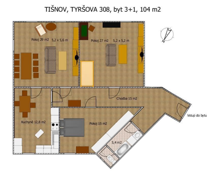 Tišnov, prodej bytu 3+1, užitná plocha 104 m2, obrázek č. 3