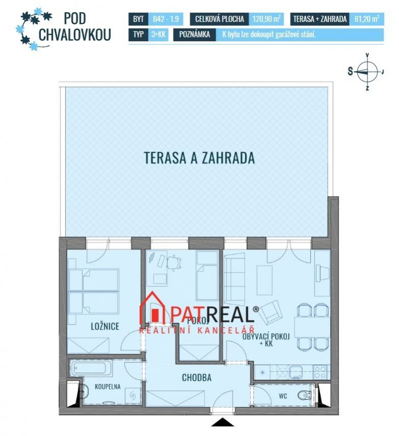 Bytová jednotka 3+kk, 120.90m2 s terasou a zahradou - bytový komplex POD CHVALOVKOU - B, obrázek č. 2