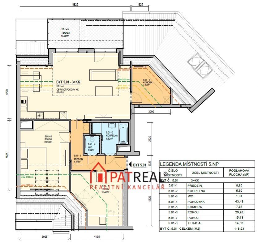 Bytová jednotka 3+kk, 118.22m2 s terasou - Bydlení na Nachové-Byty Řečkovice, obrázek č. 3