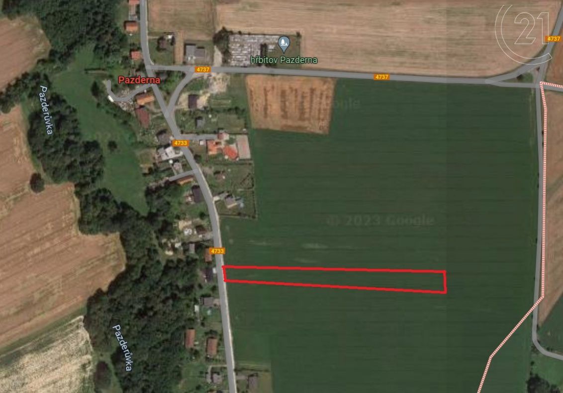 Prodej stavebního pozemku 8958m2, obec Pazderna., obrázek č. 1