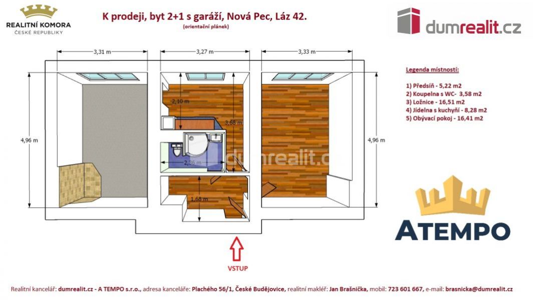 K prodeji, byt 2+1 (50 m2) s garáží, Nová Pec, obrázek č. 2