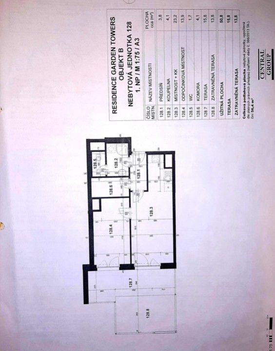 Pronájem bytu 2kk (80,4 m2) předzahrádka, parkovací místo, sklep Rezidence Garden Tower, obrázek č.20