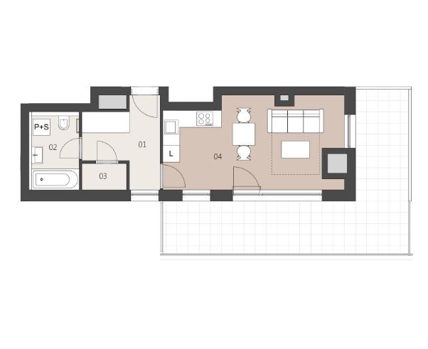 Krásný pasivní byt 1+kk 35 m2 s terasou 19,5 m2 v projektu Bohdalecké Kvarteto, Praha 4 - Michle, obrázek č. 2