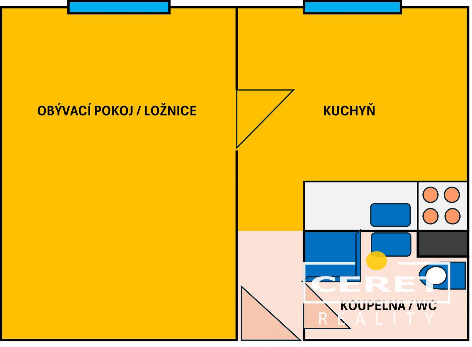 Pronájem světlého bytu 1+1, Chomutov - Horní Ves, obrázek č. 3