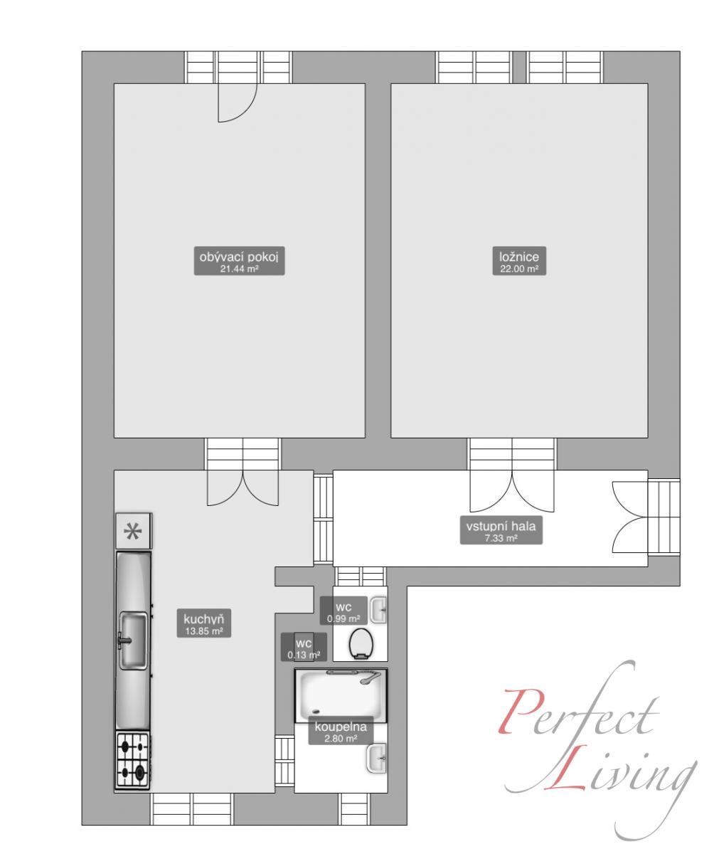 Pronájem hezkého bytu po kompletní rekonstrukci 2+1, 61 m2, Praha 2 - Vinohrady, obrázek č. 3