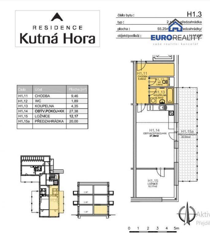 Prodej, byt 2+kk, 55 m2, Kutná Hora, předzahrádka, sklep, obrázek č. 2