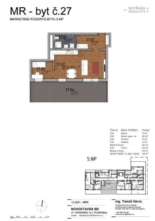 Prodej bytu 2+kk OV s velkou terasou, Vrchlického 3318, Kladno, obrázek č. 3