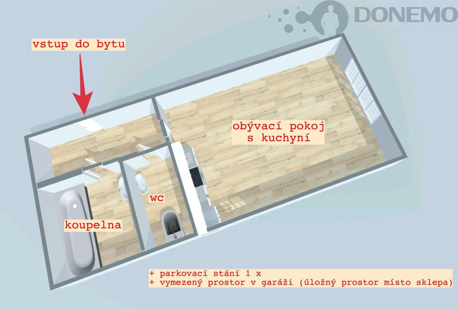 Pronájem bytu 1+kk, 33 m2, Olomouc, Černovír, Jablonského, obrázek č. 2