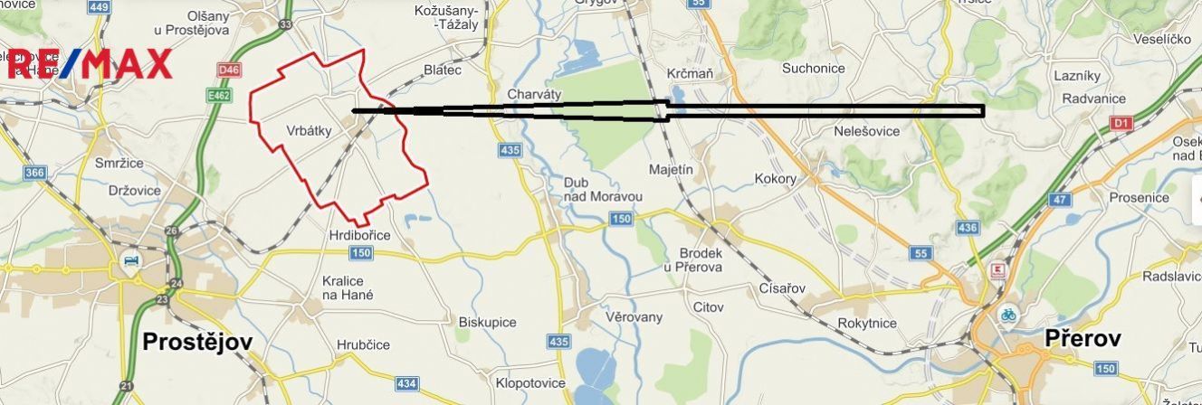 Prodej komerčního pozemku o celkové výměře 3.560 m2 v obci Vrbátky, okres Prostějov., obrázek č. 3