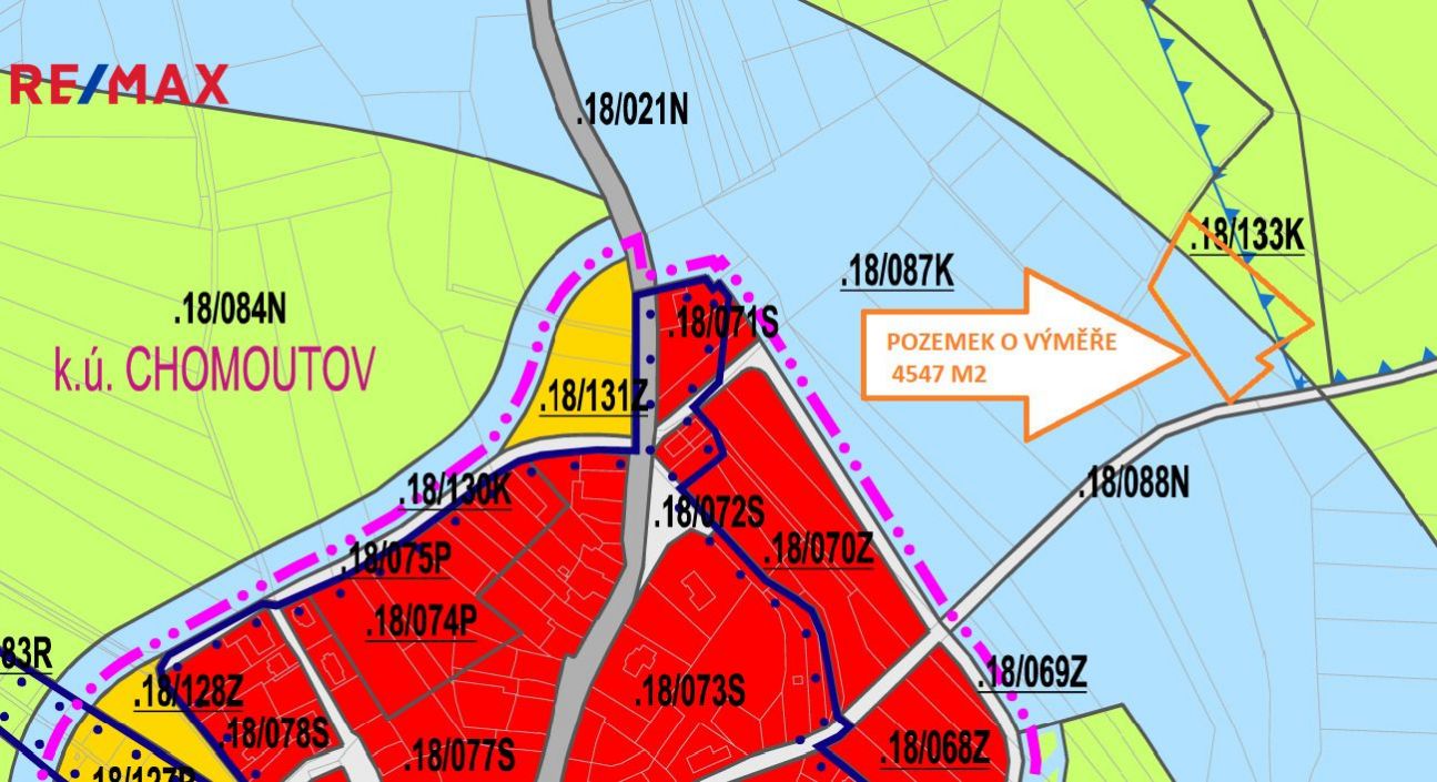 Prodej pozemku o výměře 4547 m Olomouc - Chomoutov, obrázek č. 2