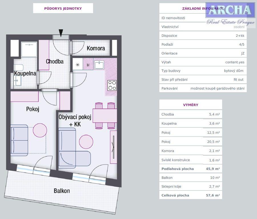 Prodej bytu 2+kk, 57,6 m2, balkon, 4.NP,  Praha 2 Vinohrady, obrázek č. 3