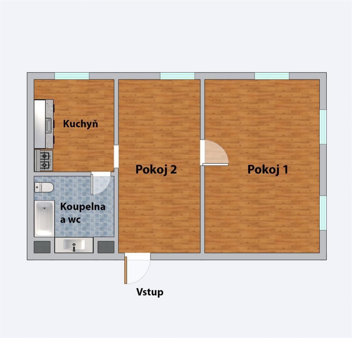 Byt 3+kk, 52 m2, Ulice Grafická, Praha 5 - Smíchov, obrázek č. 3