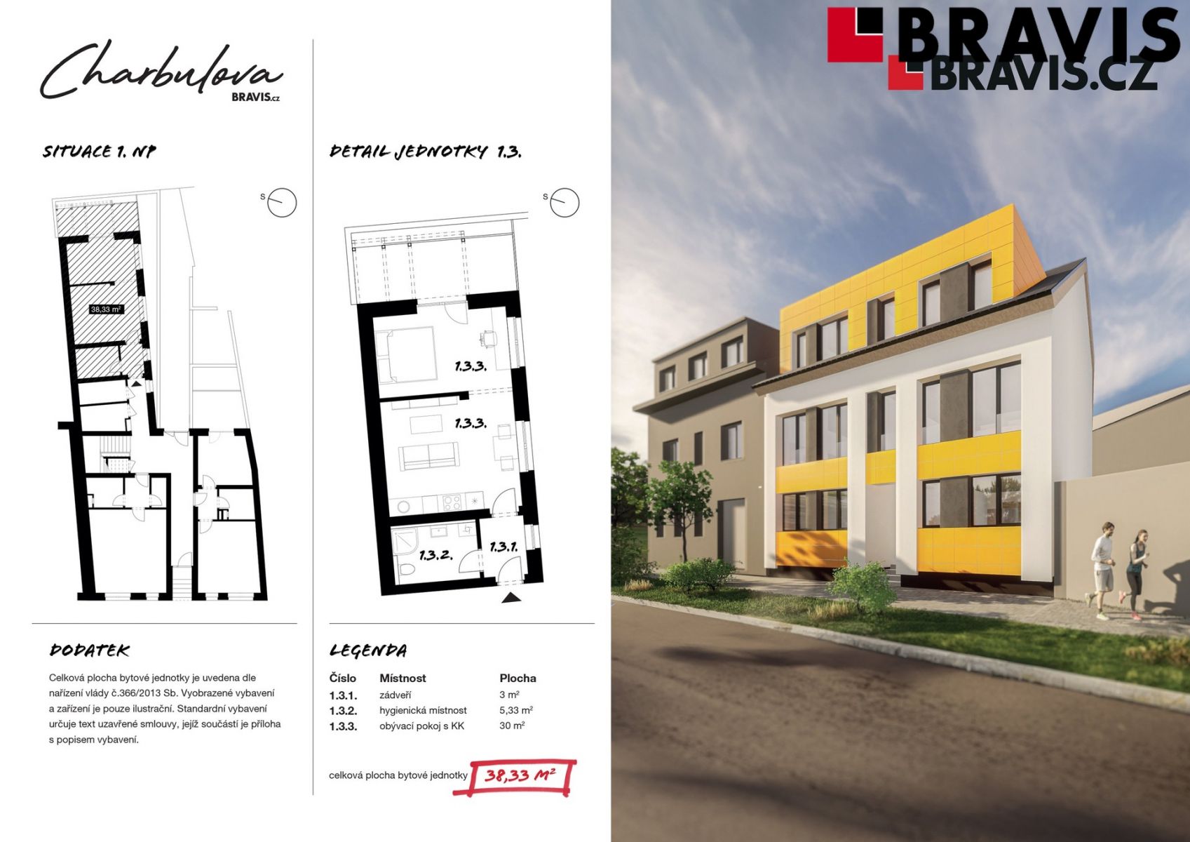Prodej novostavby bytu 1+kk, ulice Charbulova, Brno - Černovice, možnost parkování, obrázek č. 2