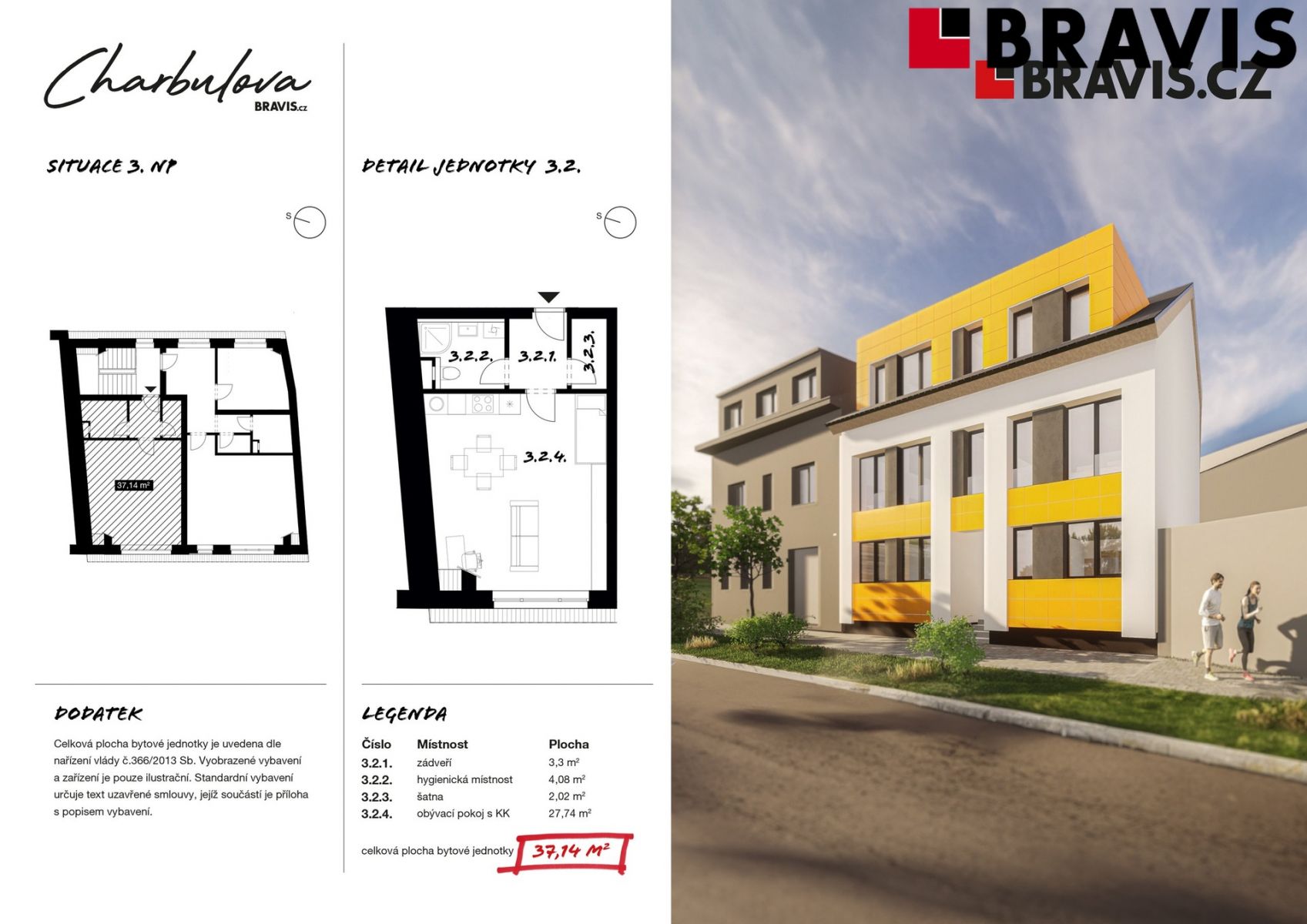 Prodej novostavby bytu 1+kk, ulice Charbulova, Brno - Černovice, včetně parkovacího stání, obrázek č. 3