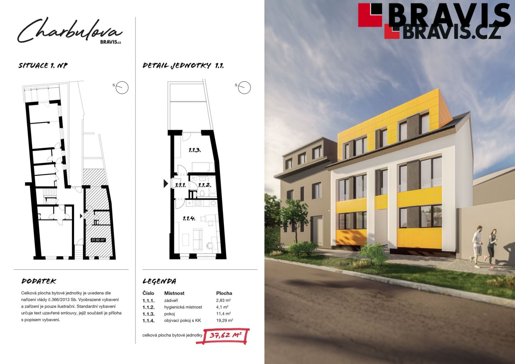 Prodej novostavby bytu 2+kk, ulice Charbulova, Brno - Černovice, včetně parkovacího stání, obrázek č. 2
