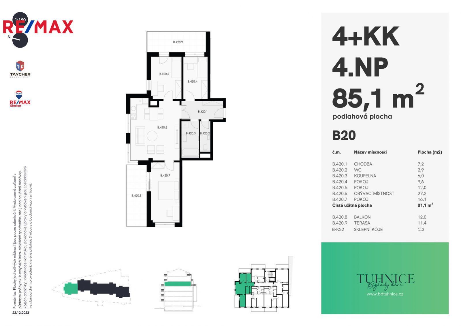 Prodej bytu č.20,  4+KK, 84,9 m2 + 23,5m2 terasa = 108,4 m2, ul. Šumavská Karlovy Vary, obrázek č. 3