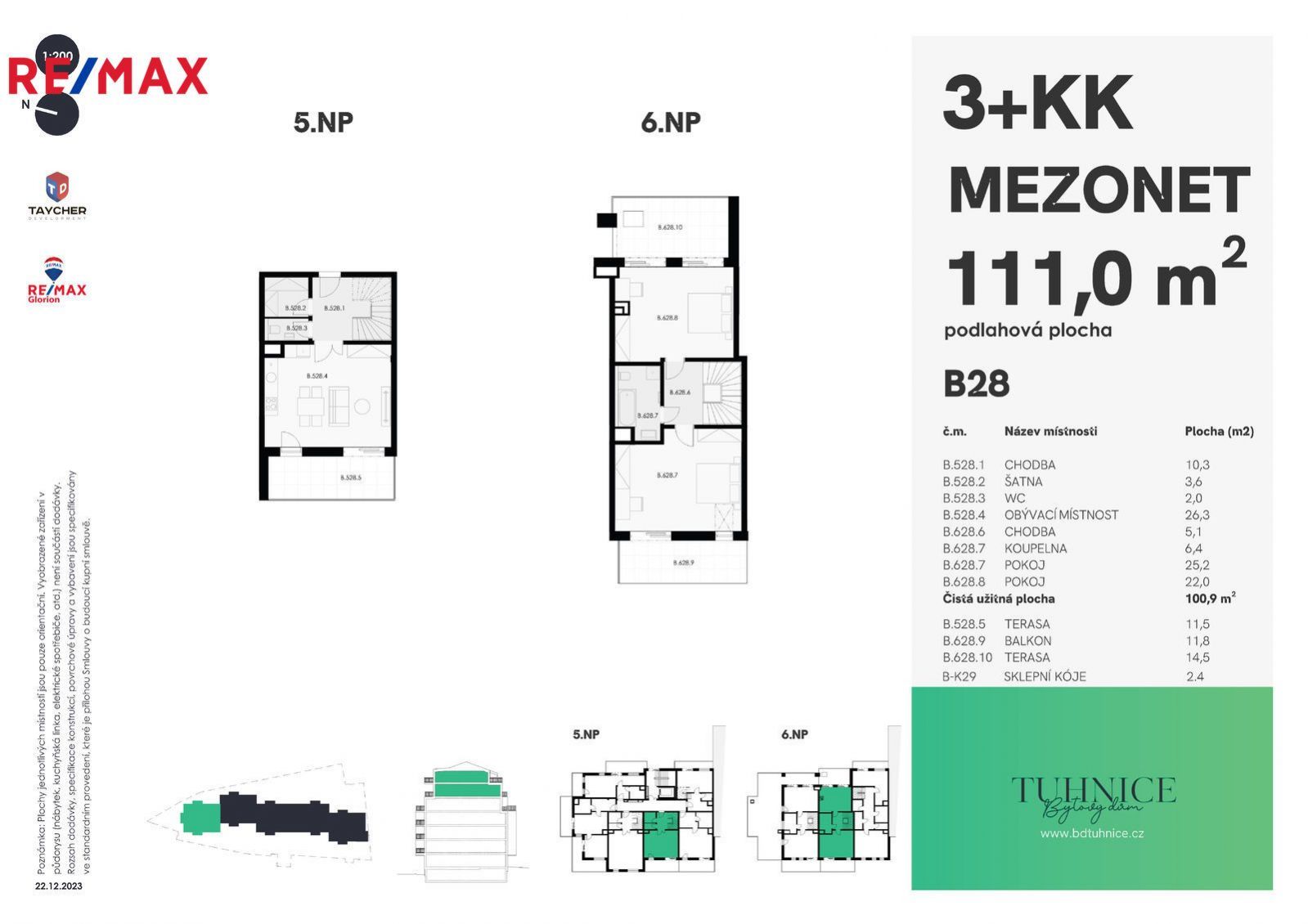 Prodej Bytu č. B28,  111 m2  Mezonet - 3KK s balkonem a 2 terasy =38,3 m2, Šumavská, Karlovy Vary, obrázek č. 3