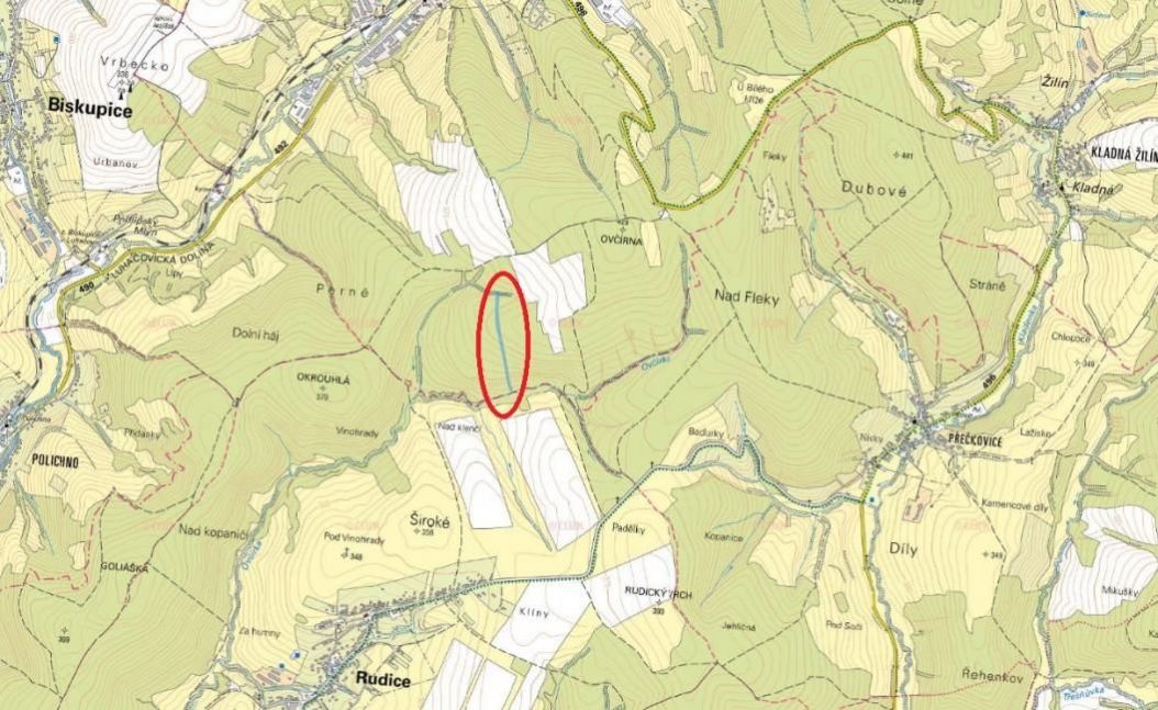 Lesní pozemek o výměře 7 961 m2, podíl 1/1, k.ú. Luhačovice, okres Benešov, obrázek č. 1