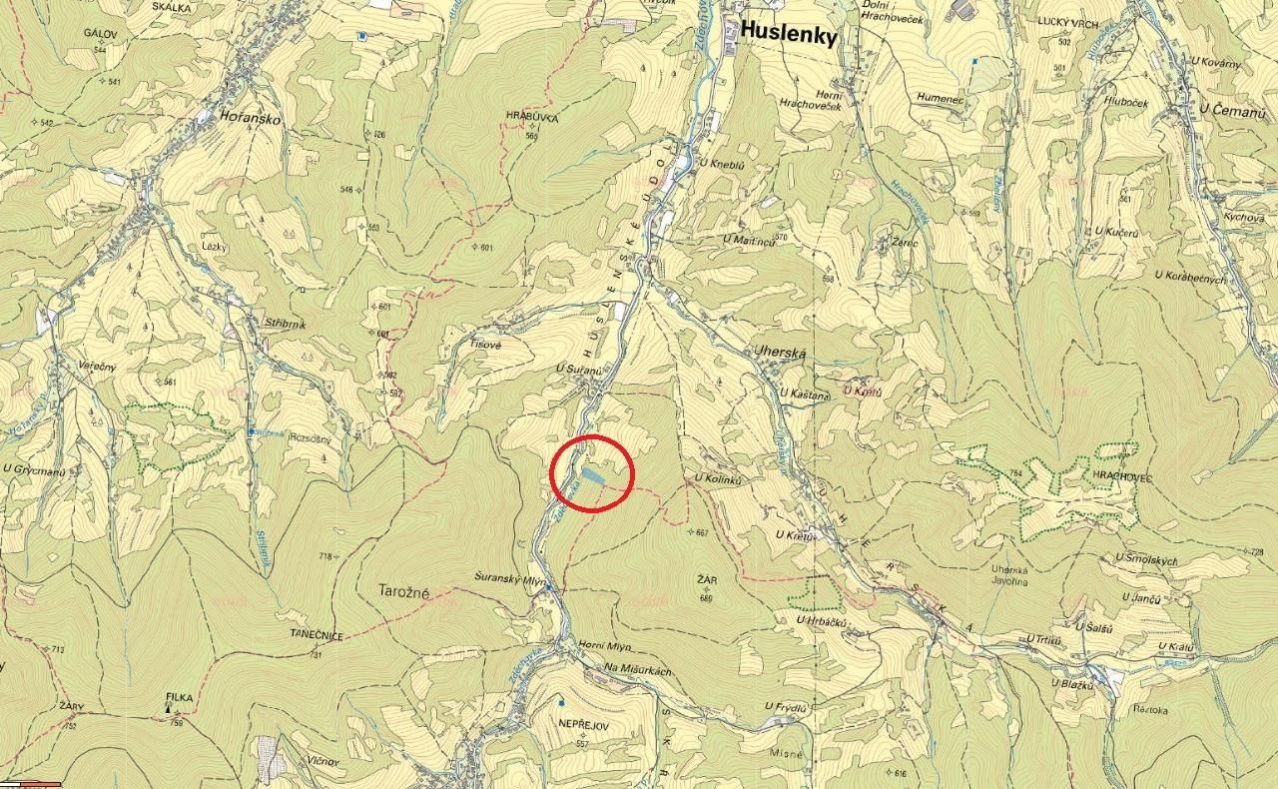 Lesní pozemek o výměře 5 346 m2, podíl 1/1, k.ú. Huslenky, okres Vsetín, obrázek č.1
