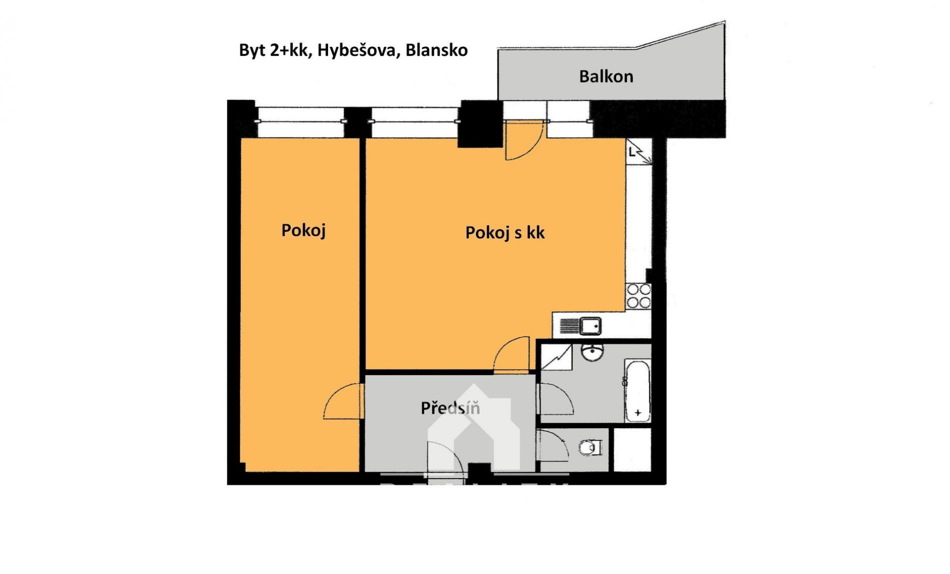 Prodej, prostorný byt 2+kk, CP 74 m2 vč. balkonu a sklepa, Blansko ul. Hybešova, obrázek č. 3