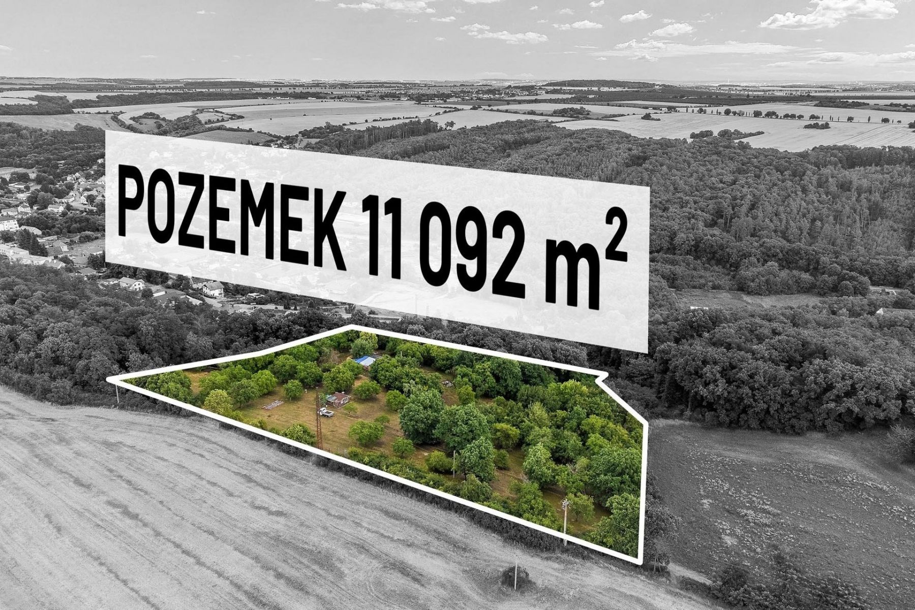 Stavební pozemek 11 092 m2 v obci Otvovice, okres Kladno, obrázek č. 1