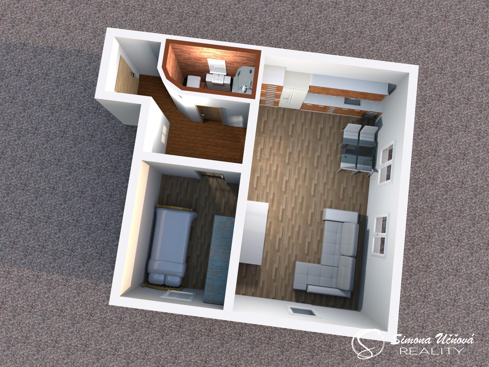 Pronájem bytu 2+kk, 37 m2 v Liberci u Arény., obrázek č.3