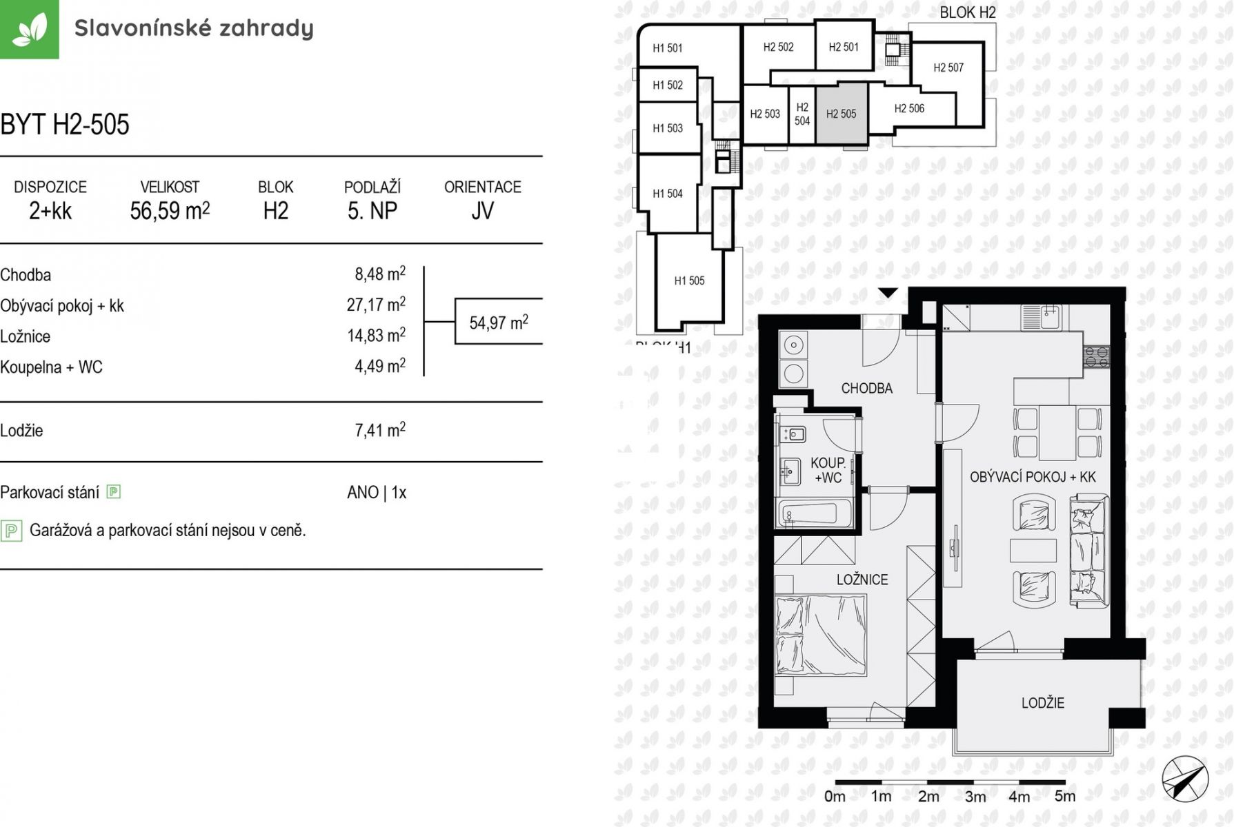 Prodej novostavby bytu 2+kk, SLAVONÍNSKÉ ZAHRADY - dům H2, obrázek č. 2