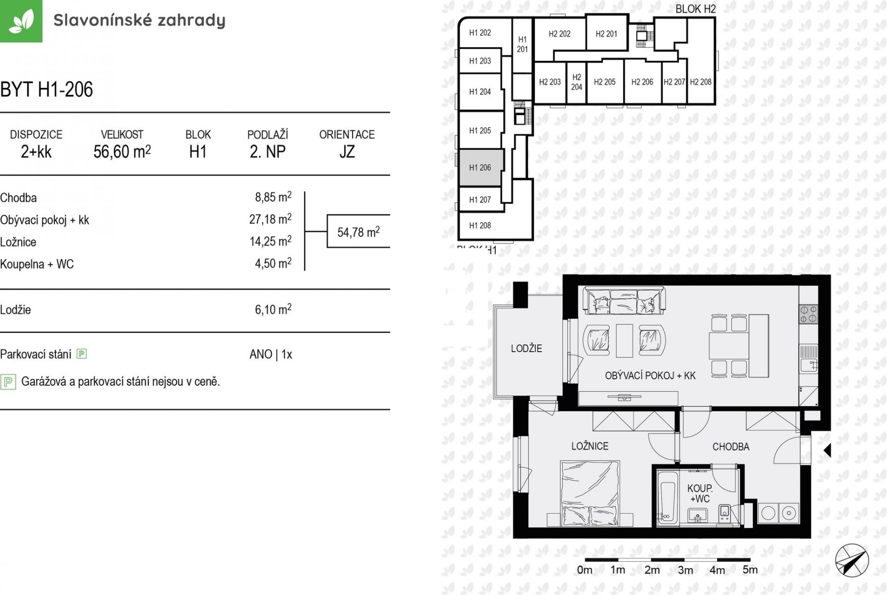 Prodej novostavby bytu 2+kk, SLAVONÍNSKÉ ZAHRADY - dům H, obrázek č. 2