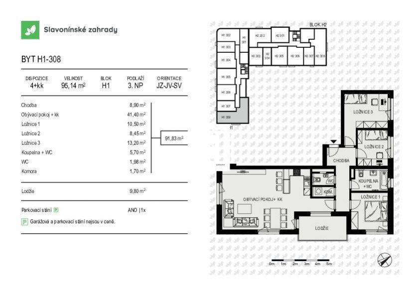 Prodej novostavby bytu 4+kk, SLAVONÍNSKÉ ZAHRADY - dům H, obrázek č. 2