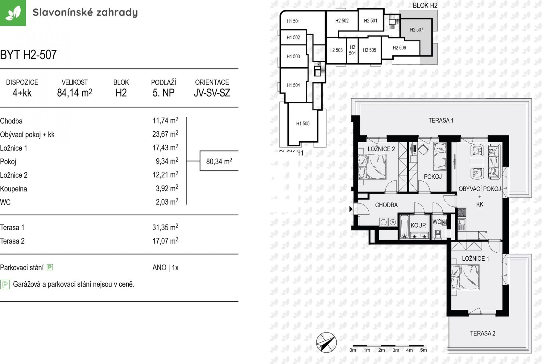 Prodej novostavby bytu 4+kk, SLAVONÍNSKÉ ZAHRADY - dům H2, obrázek č. 2