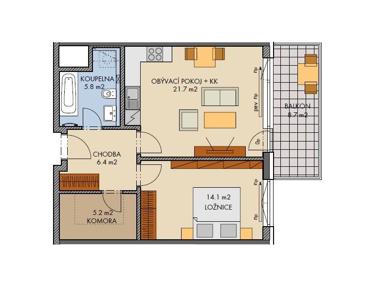 Prodej bytu 2+kk 64,4 m2, obrázek č. 2