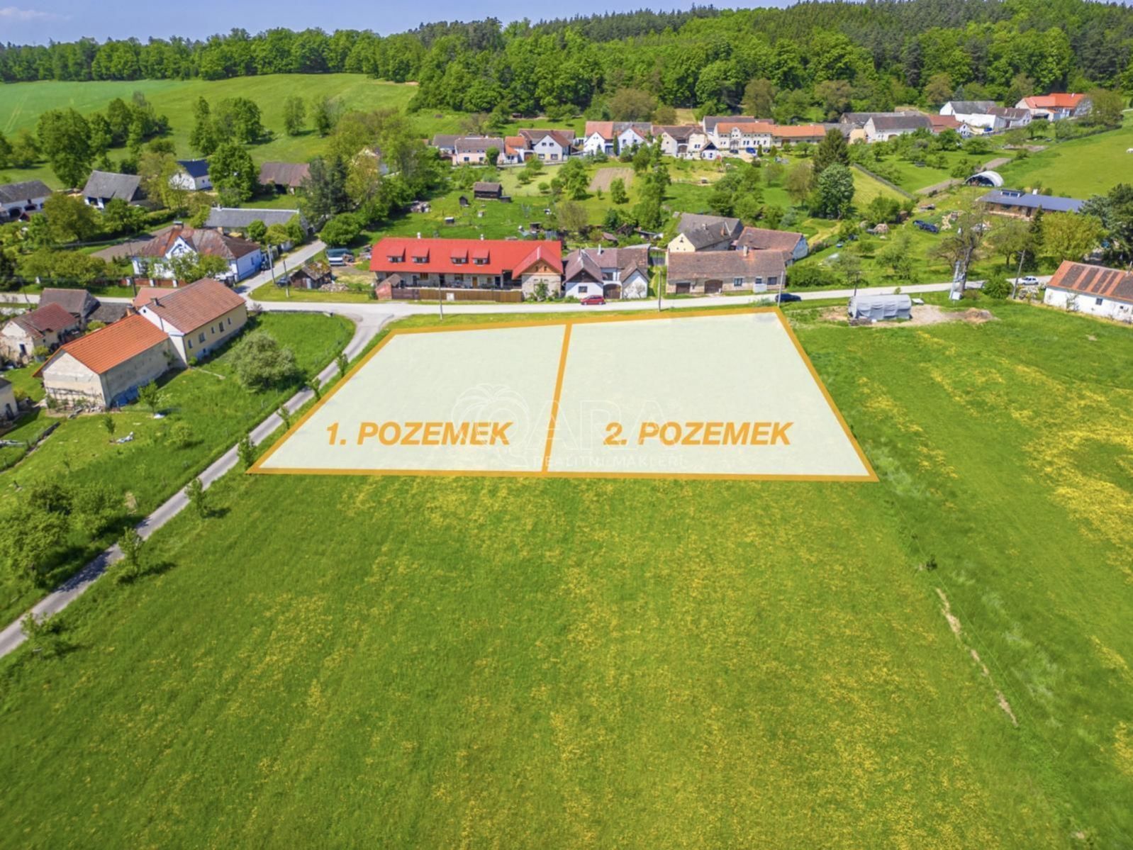 NA PRODEJ - 2x pozemek určený k bydlení, každý pozemek s výměrou přes 2.230 m2, Těšínov u Protivína, obrázek č. 2