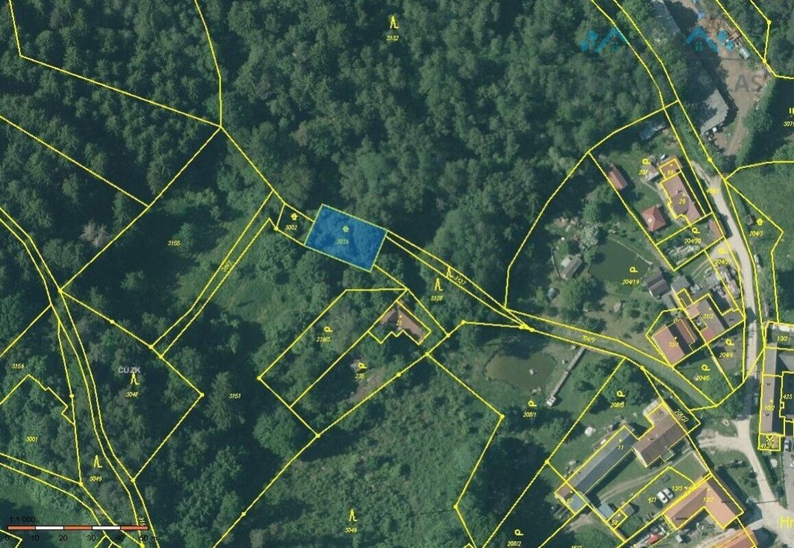 Prodej stavebního pozemku 400 m v Hradišti u Nové Bystřice, obrázek č. 1