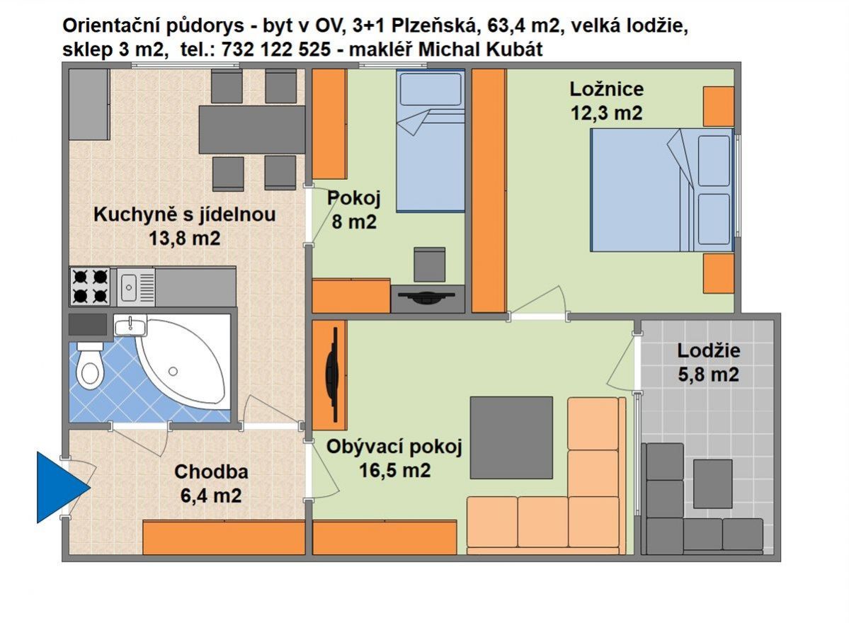 Byt 3+1 v osobním vlastnictví v parku v ulici Plzeňská v Č.Budějovicích, obrázek č. 2