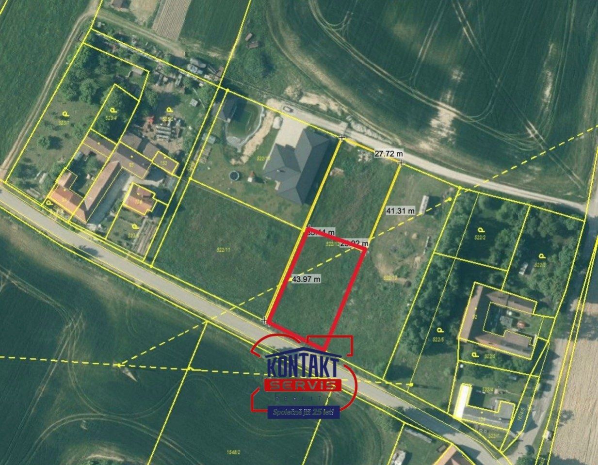 Prodej stavebního pozemku 1200 m2 v obci Hůrky u Lišova, okres České Budějovice