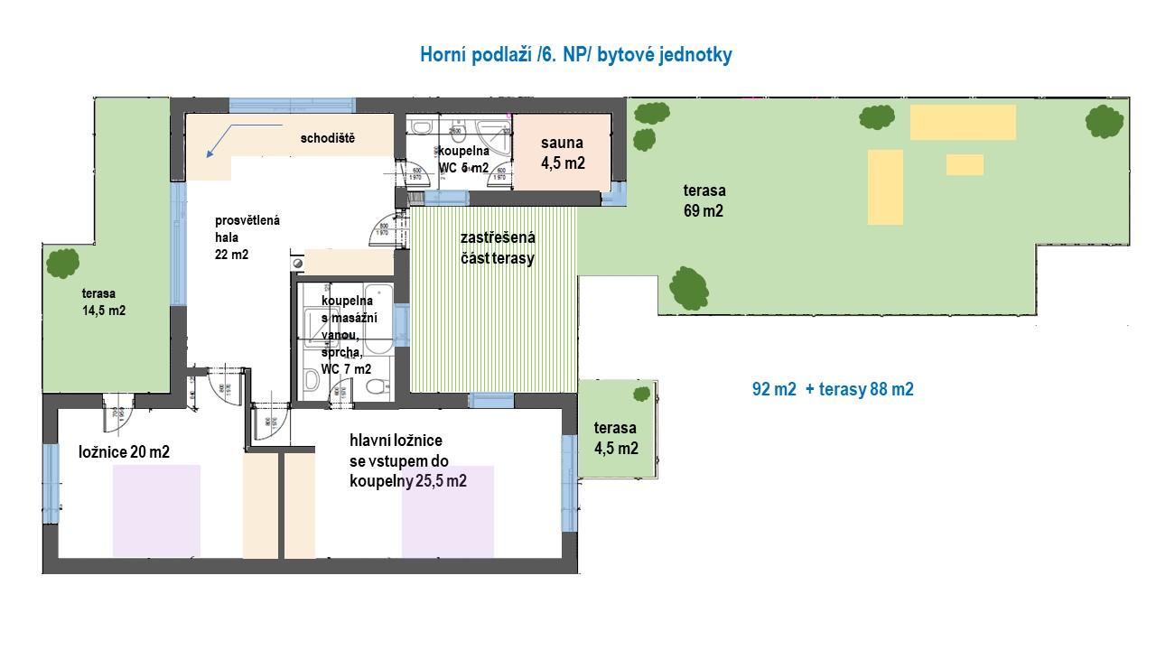 Výjimečný byt 5+kk, 182 m2, terasy 92 m2, samostatná garáž, obrázek č. 2
