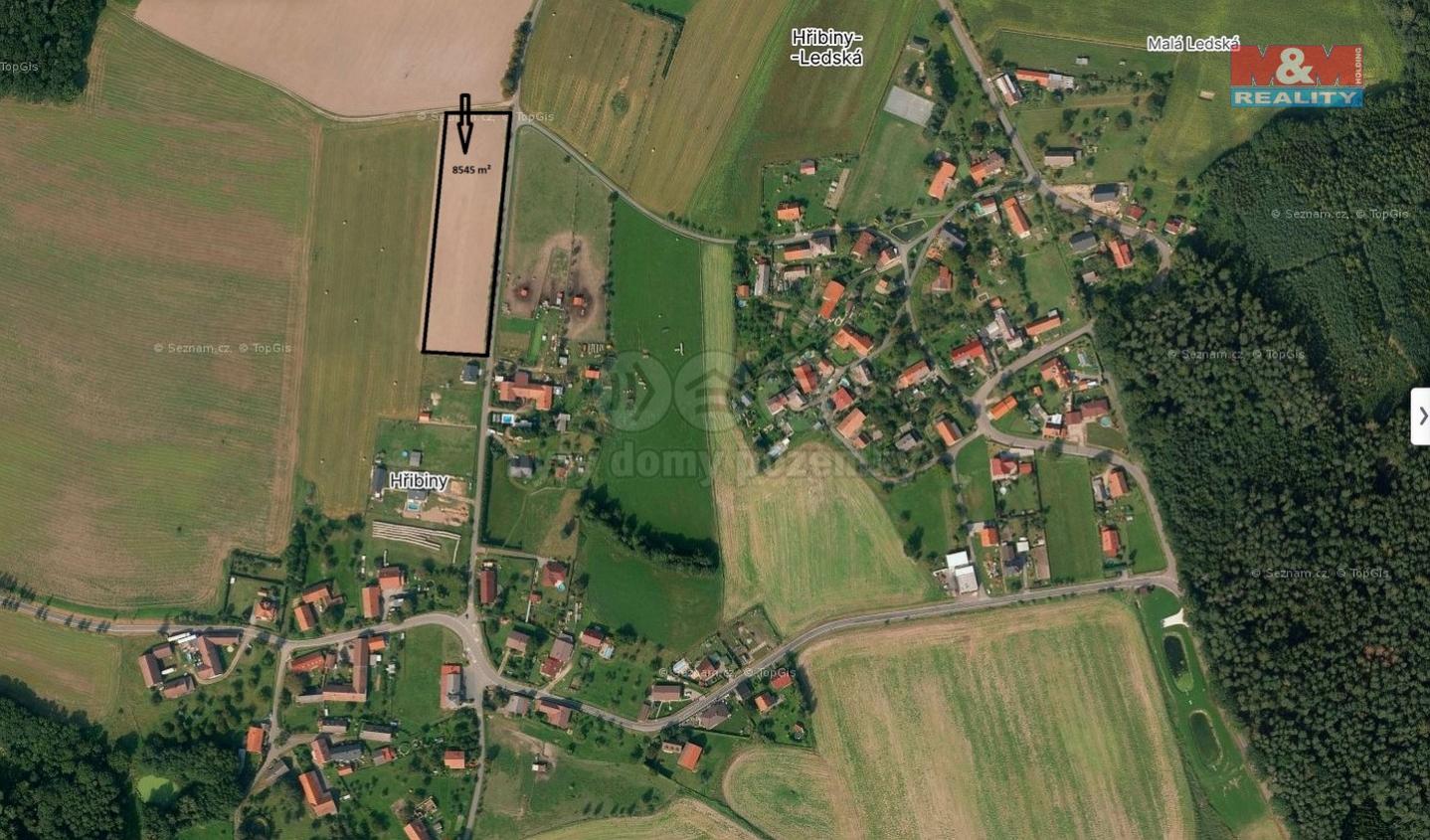 Prodej pozemku k bydlení, 8545 m, Hřibiny-Ledská, obrázek č. 2
