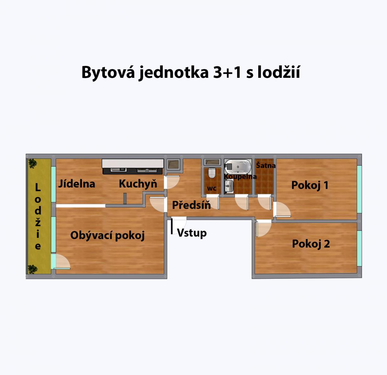 3+1 s lodžií, 80 m2, ul. U bazénu, Praha 4 - Písnice, obrázek č. 2