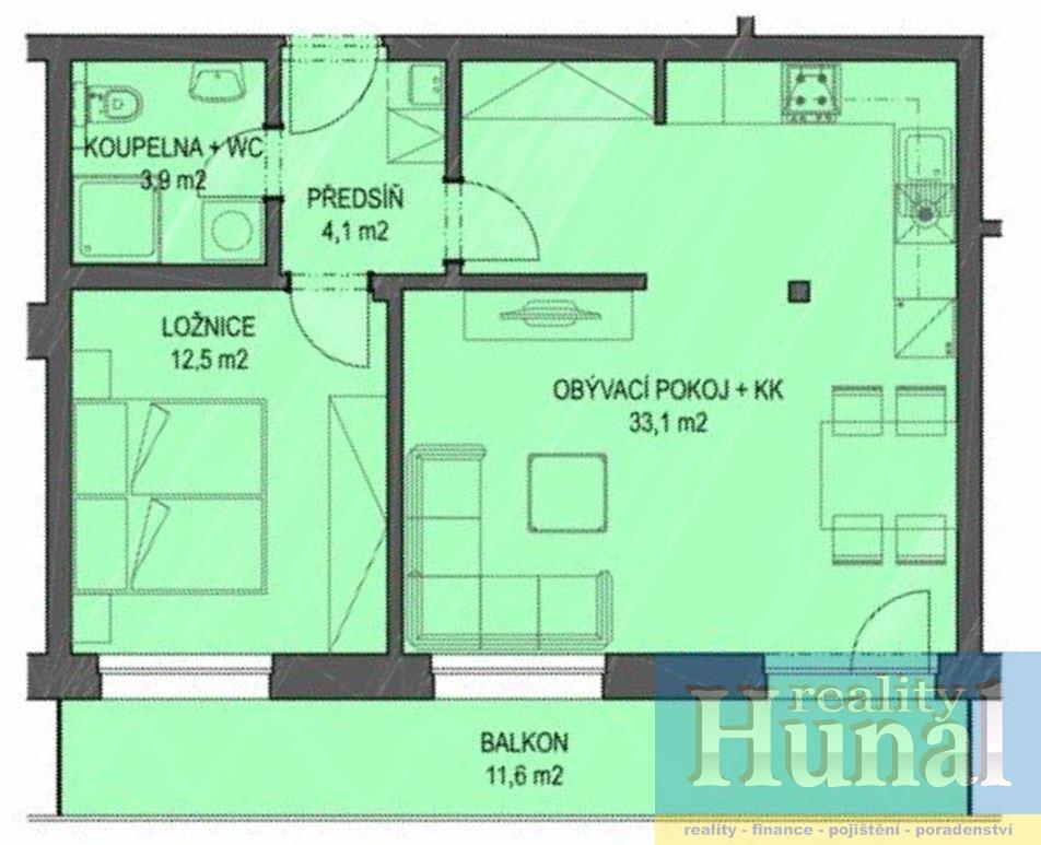 Pronájem nového bytu 2+kk v Pelhřimově., obrázek č. 3
