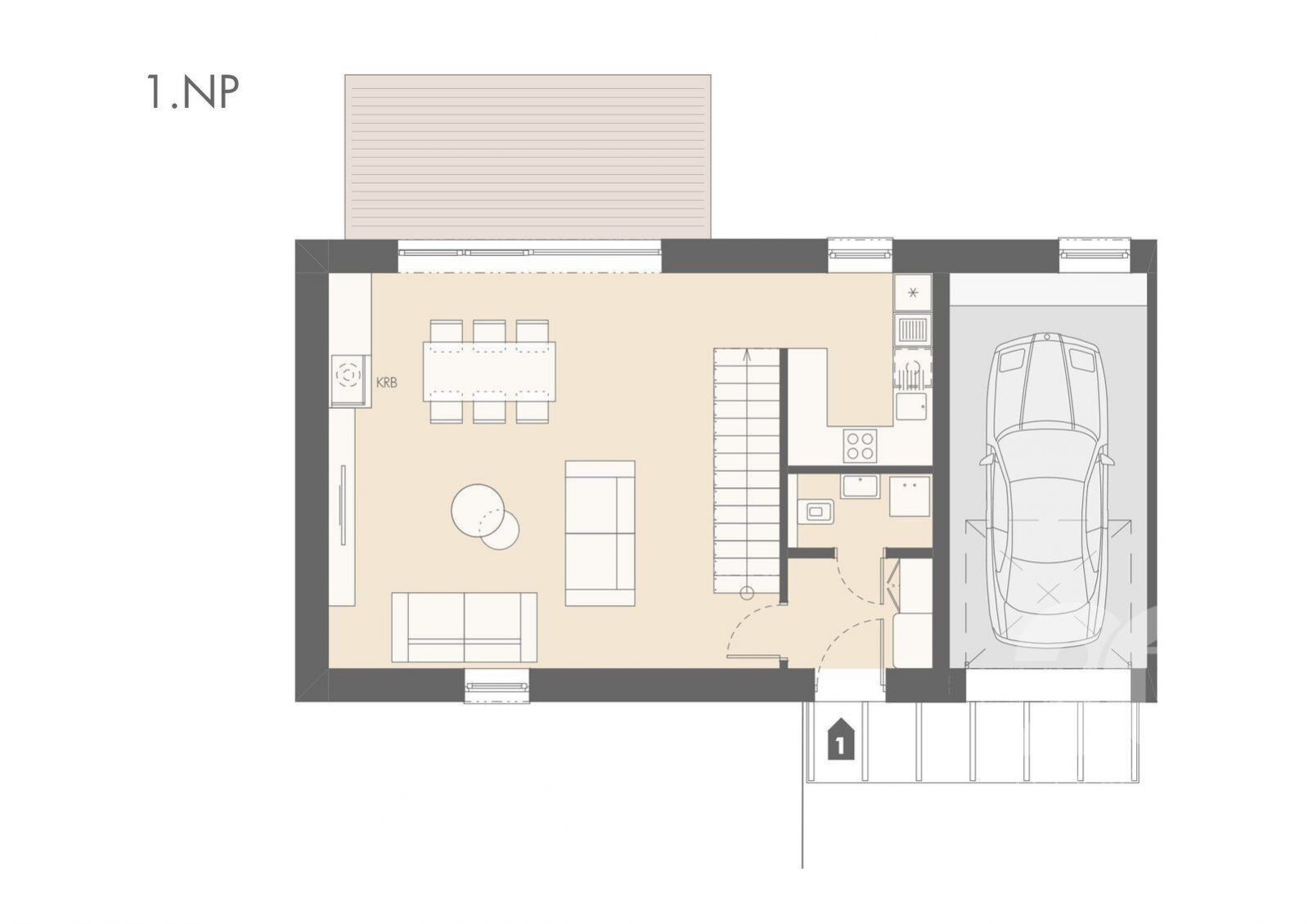 Novostavba řadového rodinného domu B1 4+kk s garáží v obci Chlumec nad Cidlinou - Kladruby, obrázek č. 3