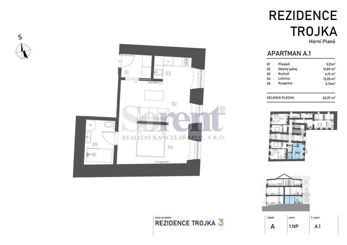 Prodej rezidenčního bytu 2+kk - novostavba - Náměstí Horní Planá, obrázek č.7