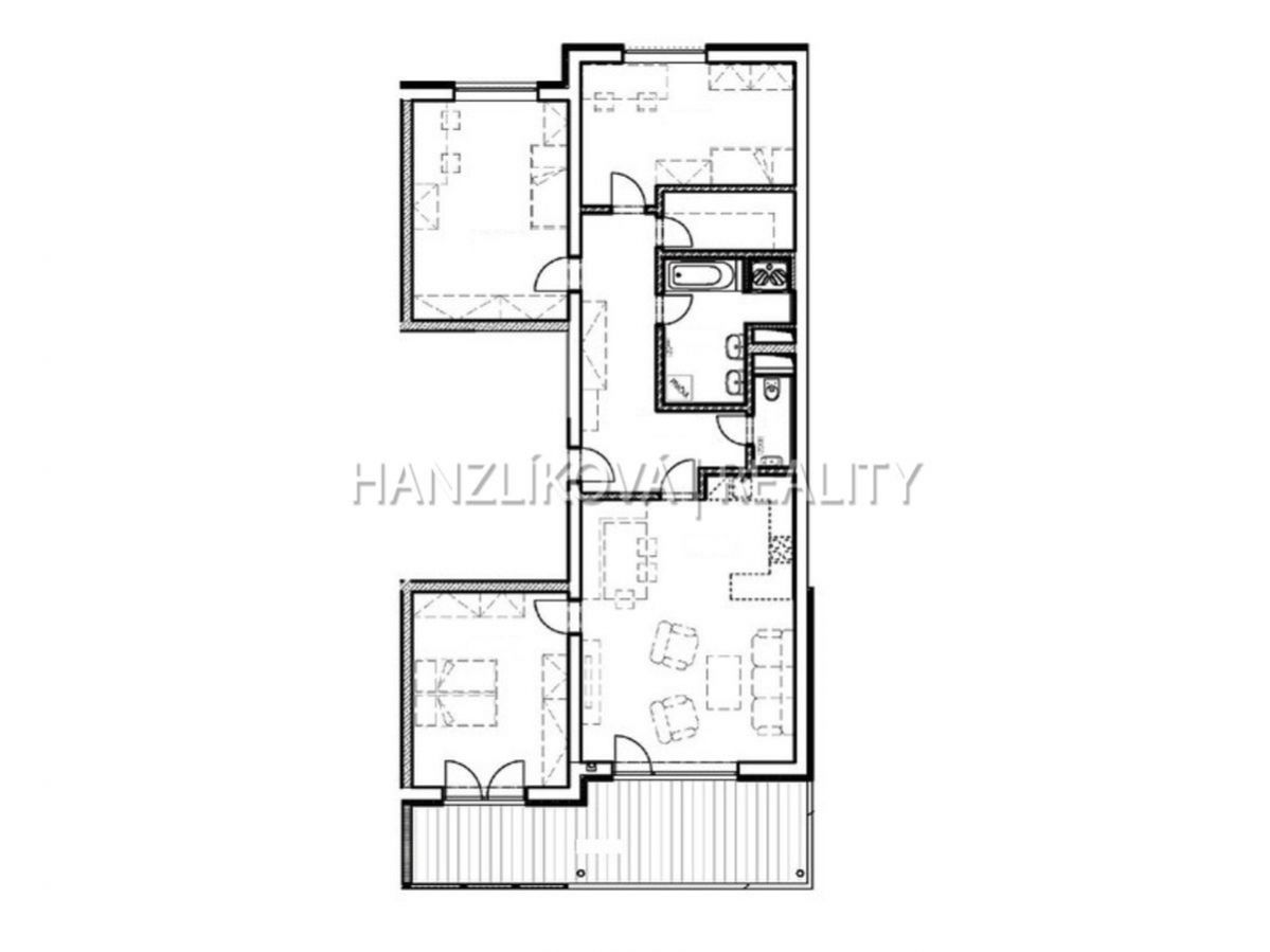 Pronájem prostorného rodinného zařízeného bytu 4+kk s terasou, rezidence DLOUHÁ LOUKA, obrázek č. 3
